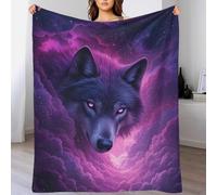 XiaopangXY Manta Sherpa De Negro Lobo 3D para Niños, 40x50inch(100x130cm) Manta De Forro Polar con Temática del Espacio Exterior con Nubes Rojas De Dibujos Animados