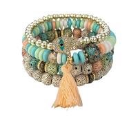 XIAOQENAN 4 PPC Bohemio Evil Eyes Pulsera Cuenta con Paneles De Manejo La Mano del Brazalete del Brazalete Bohemio Las Damas