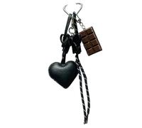 XIAOQENAN Abalorio de piel sintética de moda con aspecto de postre y cinta acrílica para bolsos, dije de chocolate a la moda, Black