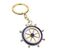 XIAOQENAN Anclajes marinos y llavero hechos de Kiriste resistente en clásico tema marino azul blanco para entusiastas llavero azul marino, azul, Gold-color