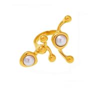 XIAOQENAN Anillos contemporáneos de cristal natural en forma de C, banda de metal inoxidable, múltiples opciones de color, cómodos, 3,5 cm de longitud, piedra geométrica de moda, talla única, como se