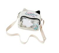 XIAOQENAN Bolso cruzado transparente de gran tamaño con patrón de gatos de dibujos animados, ligero, de nailon, esencial para la escuela, bolsa de hombro con temática de gatos lindos, White, One Size