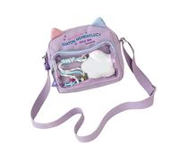 XIAOQENAN Bolso cruzado transparente de gran tamaño con patrón de gatos de dibujos animados, ligero, de nailon, esencial para la escuela, bolsa de hombro con temática de gatos lindos, Purple, One Size