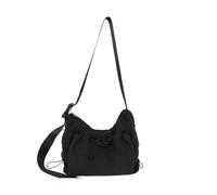 XIAOQENAN Bolso de hombro de nailon para mujer, con lazos, decoración de moda, bolsa de axilas con correa ajustable, gran capacidad para cruzar plisado al aire libre, Black, One Size