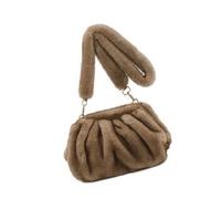 XIAOQENAN Bolso de hombro profesional de felpa para mujer, diseño de volantes, múltiples métodos de transporte, ergonómico, espacioso para uso diario, bolso mullido, Khaki, One Size