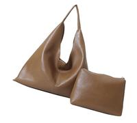 XIAOQENAN Bolso de mano vintage de piel sintética para mujer, conjunto de bolso de hombro de gran capacidad para uso diario, marrón claro, One Size