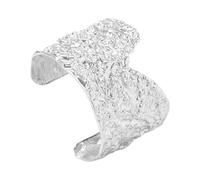 XIAOQENAN Brazalete de metal punk con muesca geométrica en V y superficies martilladas con textura para moda alternativa, textura atrevida, hecha a mano