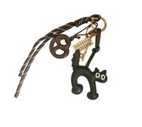 XIAOQENAN Colgante moderno de poliéster para bolso adornado con gatos y pan, colgante contemporáneo para mochila, monedero, bolso, práctico dije de gato de poliuretano, Brown