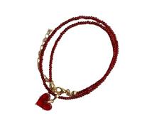 XIAOQENAN Collar con colgante de corazón y símbolo de amor romántico con piedras de cristales, cadena de base resistente, piezas de declaración de joyería para uso diario, talla única, como se