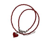 XIAOQENAN Collar con colgante de corazón y símbolo de amor romántico con piedras de cristales, cadena de base resistente, piezas de declaración de joyería para uso diario, talla única, como se