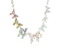XIAOQENAN Collar simple con colgante de mariposa colorida a la moda, joyería para el cuello para pareja joven o amigo cercano, mariposa colorida, talla única, como se describe, como se describe