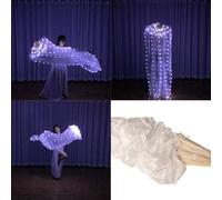 XIAOQENAN Danza Belly Dance Led Ven A Velo De 1.8m Long Bamboos Silk Fans Veil Hecho A Mano De Seda Disfraz Baile Vientre Vientre para Adorar Elogio Mano para Bailar Aire Libre