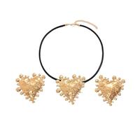 XIAOQENAN diseño corazón único Bold moda orejas y collar colección de joyas para mujeres aleación forma oreja forma collar pendiente
