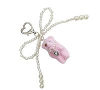 XIAOQENAN Llavero de oso de peluche suave de moda con lazo colorido para bolsa, accesorio para colgar, pajarita, animal Charn, adorno para niñas, oso hecho a mano, a, Talla única