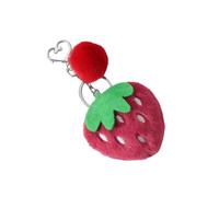 XIAOQENAN Llavero de serpiente de fresa de felpa suave, elegante llavero de serpiente de fresa de felpa, llavero decorativo para bolsa de accesorios, Fresa de felpa roja, Talla única