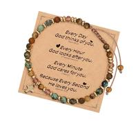 XIAOQENAN Pulsera de piedra con tarjeta de bendición, regalo para camaradas adherentes, familiares, entidades idolizadas, elegante joyería de confirmación de bautismo para adolescentes, talla única