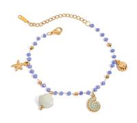 XIAOQENAN Pulseras De Cadena Cuentas Costeras Livianas con Colgante Pulsera Ajustable para Mujeres Accesorios Playa Cómodos Pulsera Diseño Carcasa Mar