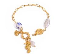 XIAOQENAN Pulseras De Cadena Cuentas Costeras Livianas con Colgante Pulsera Ajustable para Mujeres Accesorios Playa Cómodos Pulsera Diseño Carcasa Mar