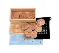 XIAOQENAN Runas De Madera Premium Conjunto Fundición Símbolos Edad Herramientas Adivinación Portátiles para Práctica Mística Estudio Cultural Meditaciones Madera Símbolos