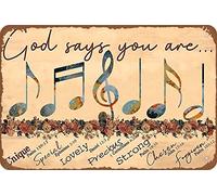 XIAOQIU Cartel clásico de estaño de 8 x 12 pulgadas con texto en inglés "God Said You are Unique Special Cute Precious Strong Choice Forgive Music Poster Funny Novedad Metal Sign Retro Wall Decor Bar