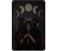 XIAOQIU Letrero de metal de estilo retro con oraciones de la diosa Hekate, letrero de metal retro para dormitorio, sala de estar, hogar, oficina, decoración de pared, 8 x 12 pulgadas