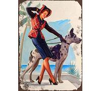 XIAOQIU Letrero de metal de hojalata con texto en inglés "Walking the Great Dane Dog Pin Up", para garaje, hogar, cocina, bar, pub, hotel, decoración de pared, 8 x 12 pulgadas
