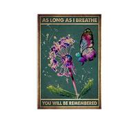 XIAOQIU Letrero de metal retro con texto en inglés "As Long As I Breathe You Remembered", de aluminio, para cocina, hogar, café, decoración de pared, 8 x 12 pulgadas