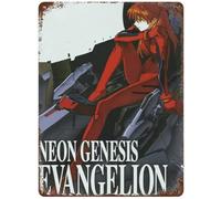 XIAOQIU Neon Genesis Evangelion - Cartel de metal vintage para decoración de pared, placa de hierro para decoración del hogar, casa de campo, regalo para mujeres, hombres, adolescentes, 8 x 12