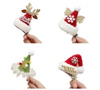 XIAOQIXI Pinzas para el pelo de Navidad, cuernos de reno y sombrero de Papá Noel, 9 x 7 cm, juego de 4, rojo y blanco