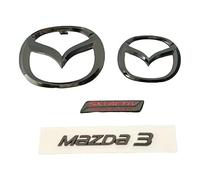 XIAOSAXIAODE Emblema de Insignia de Coche para Mazda 3 Saloon 2014 2015 2016, Repuesto Insignia,Decoración Accesorios Exterior Coche, Auto Etiqueta Set, 3D Pegatina,Black2