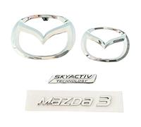 XIAOSAXIAODE Emblema de Insignia de Coche para Mazda 3 Saloon 2019 2020 2021 2022 2023 2024 2025, Repuesto Insignia,Decoración Accesorios Exterior Coche, Auto Etiqueta Set, 3D Pegatina,Silver