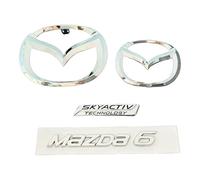 XIAOSAXIAODE Emblema de Insignia de Coche para Mazda 6 2014 2015 2016, Repuesto Insignia,Decoración Accesorios Exterior Coche, Auto Etiqueta Set, 3D Pegatina,Silver