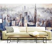 XIAOSENXIAORAN Fotomural No Tejido New York City Landscape Oil Painting Papel Pintado Salón Dormitorio Decoración De Pared Diseño Moderno 250Cm(W)*175Cm(H)