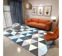 Xiaosua Alfombra Dormitorio Matrimonio Exterior Entrada geométrica Negra Gris BLU 200x200CM Suave Protectora De Suelo Alfombras Grandes Salon