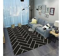 Xiaosua Alfombras Infantiles Habitacion Juvenil Alfombra Dormitorio Matrimonio Moderna a Rayas Nero 200x200CM Infantil habitacion Salon Lavable En Lavadora Alfomb