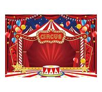 Xiaoterna 1,5x1m Bienvenido al Carnaval Telón de Fondo Circo Rojo Carpa Estrellas Globos de Colores Fotografía de Fondo Circo Carnaval Rojo Telón de Fondo Adultos Niños Retrato Foto Estudio Atrezzo