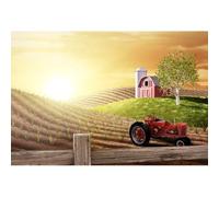 Xiaoterna 1,5x1m Campo Granja Paisaje Telón de Fondo Otoño Campo de Maíz Granero Rojo Granero remolcador Amanecer Fotografía Fondo Rural Agricultura Paisaje Fiesta Decoración Foto Estudio Atrezzo