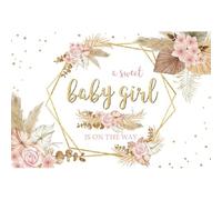 Xiaoterna 2,2x1,5m Baby Ducha Telón de Fondo Bohemia Una Dulce niña está en Camino Fondo Fotografico Floral Hierba de la Pampa Fondo Manchas Doradas Decoración de Fiesta de Cumpleaños