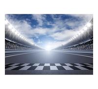 Xiaoterna 2,5x1,8m Línea de Meta Fondo de Pista de Carreras Fondo fotográfico de Coches de Carreras Fondo de Luces de Estadio Decoración de Fiesta de Cumpleaños Niños Adultos Retrato Foto Atrezzo