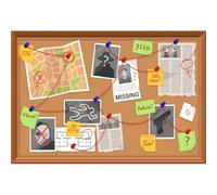 Xiaoterna 2,7x1,8m Fondo de Detective Tablero de crímenes de Dibujos Animados Fondo fotográfico de sospechosos Misión ultrasecreta Pistas y Pruebas de crímenes Decoración para Fiestas de espías