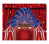 Xiaoterna 3x2,5m Bienvenido al Carnaval Telón de Fondo Circo Rojo Fondo Noche de Carnaval Noria Rojo Blanco Rayas Carpa Estrellas Fotografía Fondo Adultos Niños Retrato Foto Atrezzo