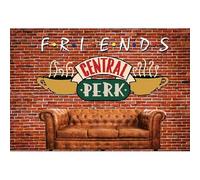 Xiaoterna 3x2,5m Central Perk Telón de Fondo Antiguo Pared de Ladrillo Rojo Fiesta del Té Reunión de Amigos Fondo Fotografico Pub Sofá Café Taza Cumpleaños Telón de Fondo Retrato Foto Atrezzo