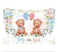Xiaoterna 3x2m Rosa y Azul Género Revelar Antecedentes Niño o Niña Género Fotografía Fondo Fondo de Globos con Ositos de Purpurina Decoración para Fiesta de Revelación de Sexo de Recién Nacido