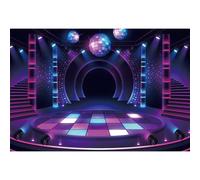 Xiaoterna 6x3m Colorido Discoteca Telón de Fondo Luces de neón Escenario Fotografía Fondo Espectáculo en Vivo Discoteca Bola de Purpurina Actuación Musical Escenario Telón de Fondo