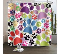 Xiaoterna Cortina de Baño Patas de Perro Lindo Patitas Amante de los Animales Cortina de Baño Huellas de Garras Colorido Perro de Dibujos Animados Cortina de Baño Lavable Patas de Gato 180x200cm