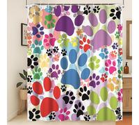 Xiaoterna Cortina de ducha de patas de perro Perro lindo Patas de mascota Cortina de baño con huellas de garras de un amante de los animales Colorido Pata de gato Cortina de ducha 180x220cm