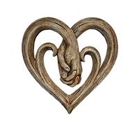 xiaowang Escultura de madera Hahepo Artesanía Estatua Pareja Pareja Pareja Enamorada Figura de Pared Decoración para Boda San Valentín Aniversario Centros