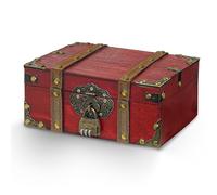 xiaowanwan Cofre del Tesoro,Caja Tesoro Madera,24 x 17 x 9.5cm,Cofre Vintage para Fiestas Accesorios,Almacenamiento y Decoraciones (Rojo)
