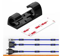 XIAOXI - Clips de cable con fuerte autoadhesivo, soporte de alambre para TV y PC, organizador de cables y cables, 20 unidades (negro)