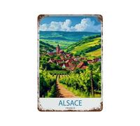 xiaoxiaoshen Alsace France - Póster de metal para decoración de pared, diseño de Francia, ideal para decoración del hogar, bar, tienda, decoración vintage, 30 x 20 cm
